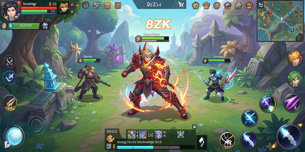 Screenshot gameplay menampilkan strategi dan pertempuran di 8ZK.