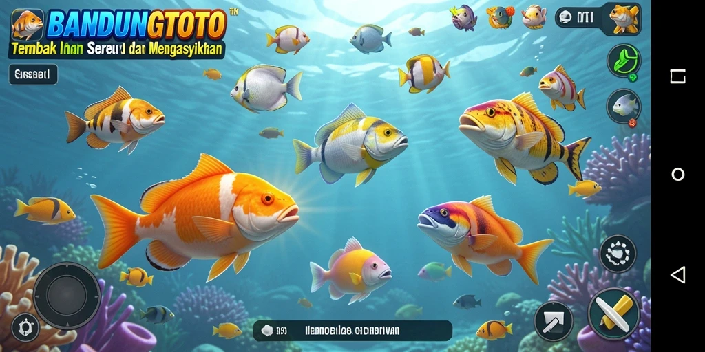 Tampilan gameplay BANDUNGTOTO yang seru saat menembak ikan.