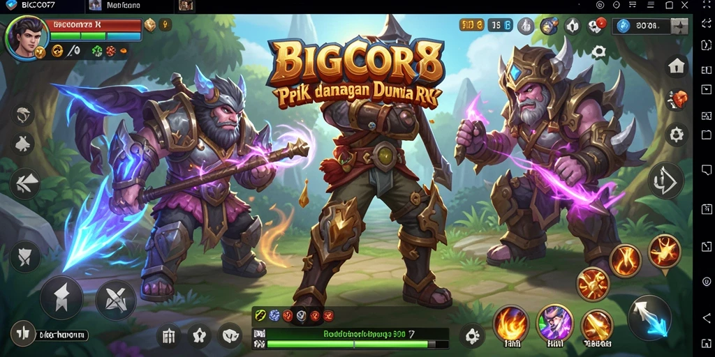 Tangkapan layar gameplay BIGCOR78 menunjukkan pertempuran seru di dunia RPG.