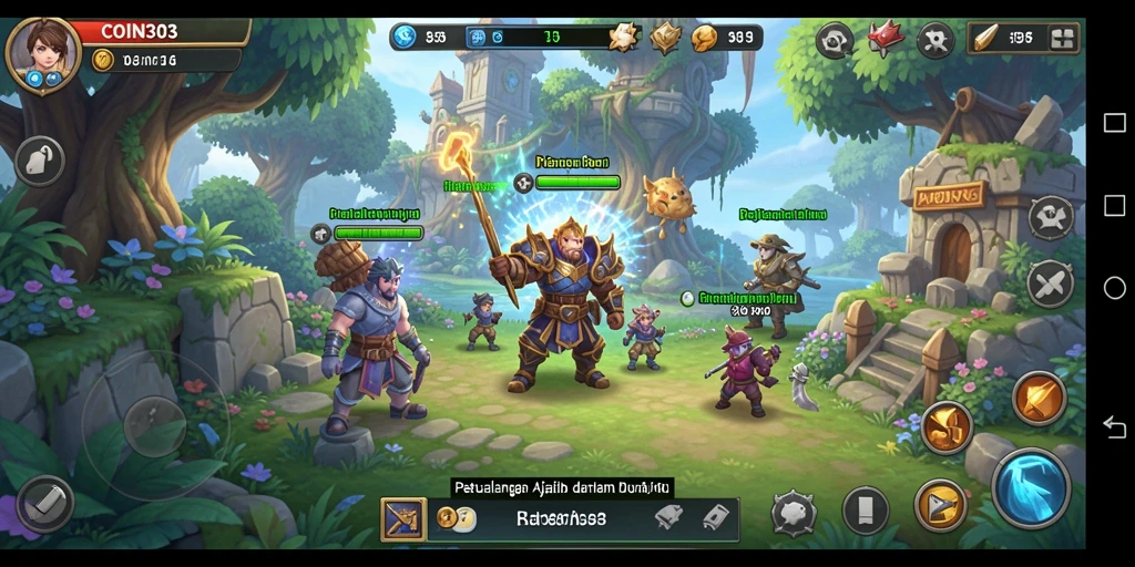 Screenshot gameplay COIN303 menampilkan aksi pertempuran yang mendebarkan.
