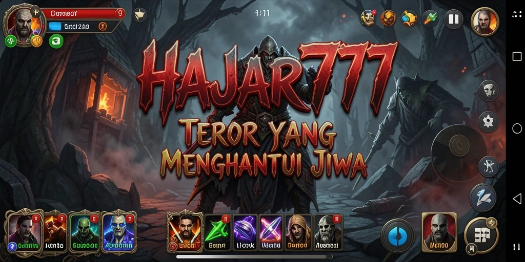 Screenshot gameplay HAJAR777 dengan suasana horor yang mencekam.