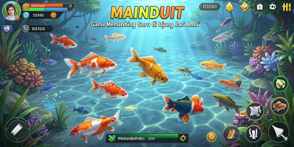 Screenshot gameplay <strong>MAINDUIT</strong> yang menampilkan aksi memancing yang mendebarkan.