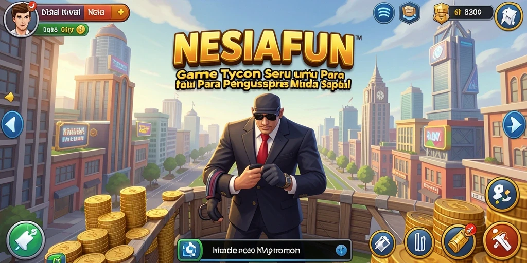 Screenshot gameplay NESIAFUN menampilkan keseruan membangun bisnis Tycoon.