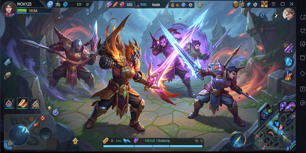 Gameplay NOX123 yang menegangkan dalam pertandingan MOBA.