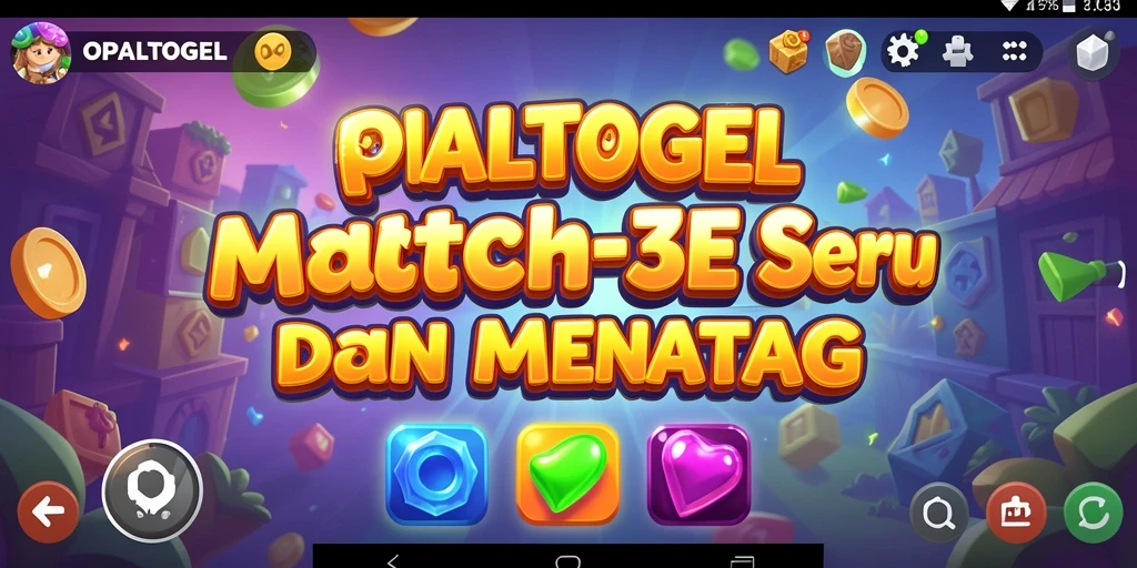 Screenshot OPALTOGEL menunjukkan gameplay Match-3 yang seru dan penuh warna.