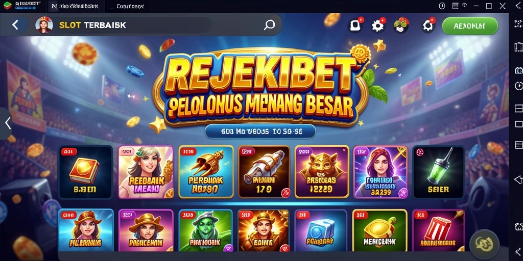 Tampilan gameplay mengasyikkan dari REJEKIBET dengan tema Slot yang menarik.
