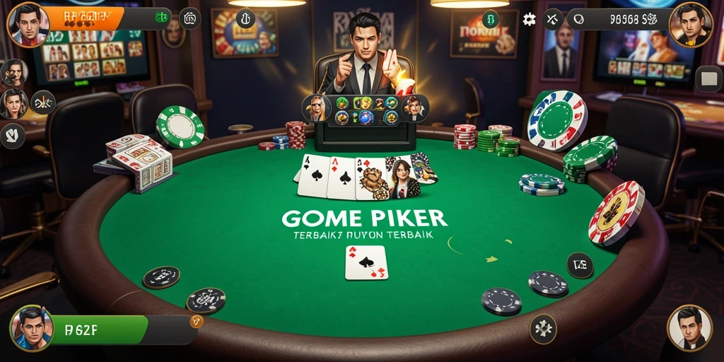 Tampilan dinamis dari gameplay poker yang seru dan kompetitif.