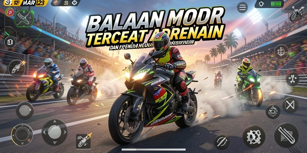 Gameplay mendebarkan dalam balapan motor yang penuh tantangan.